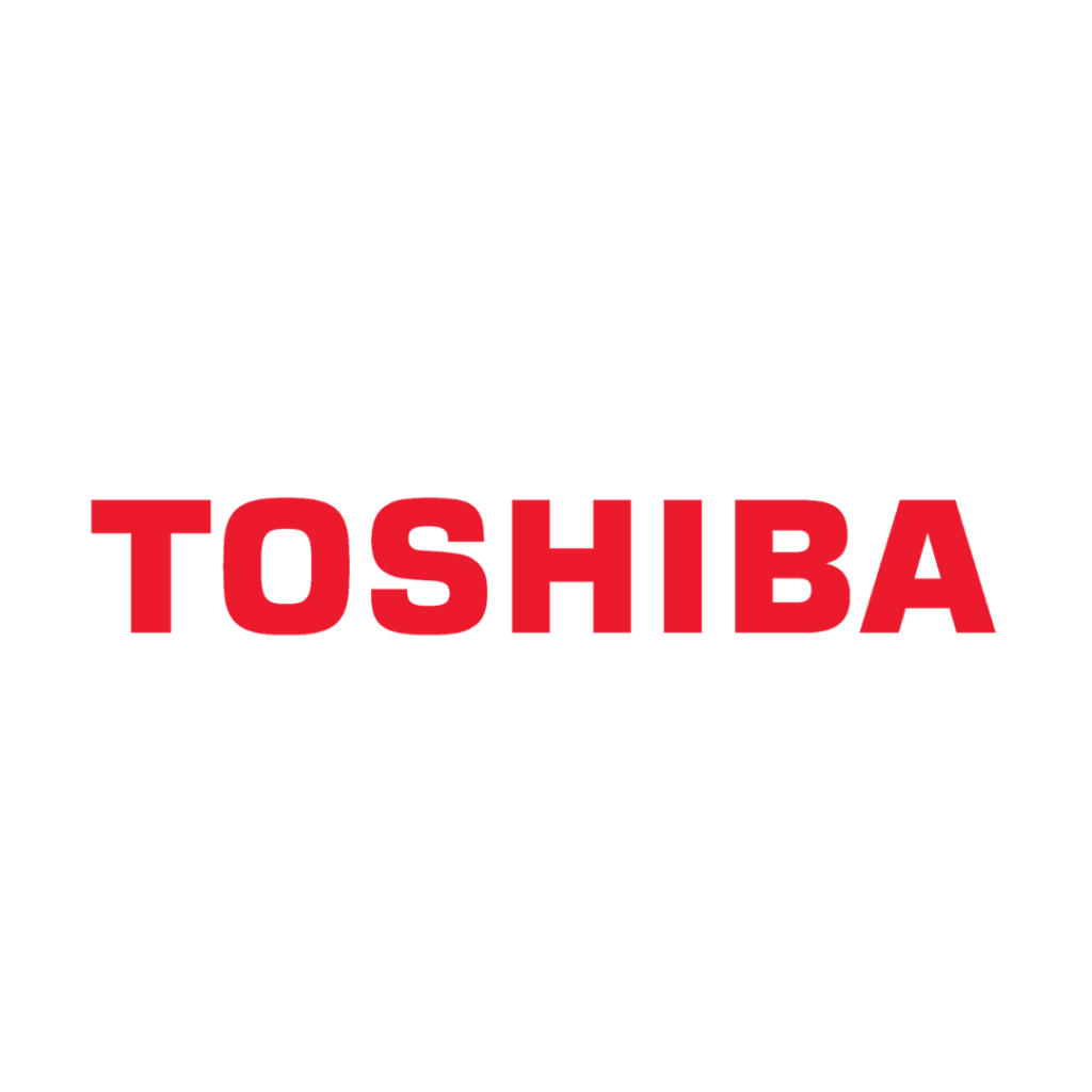 Toshiba logo in bold red text.