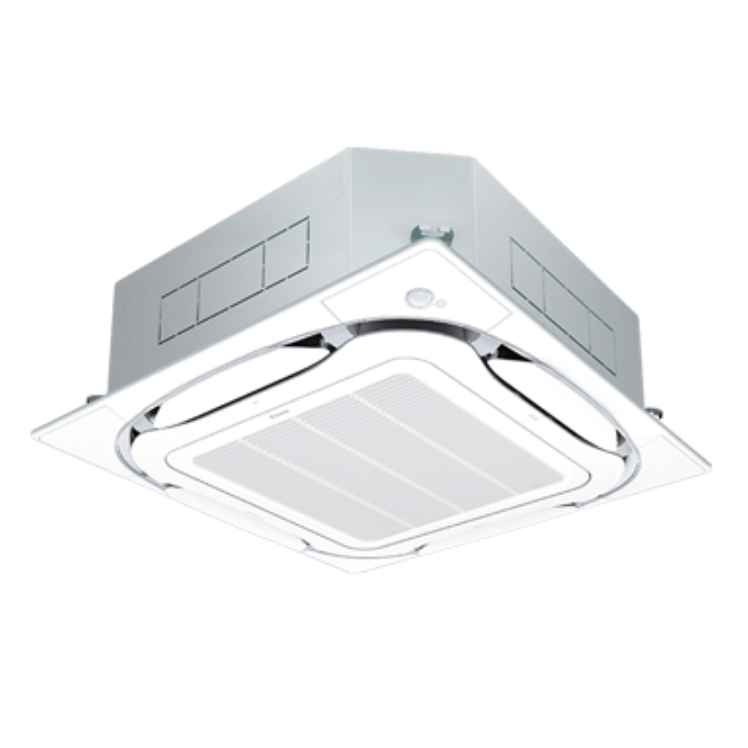 Modern ceiling cassette air conditioner unit with 4-way airflow