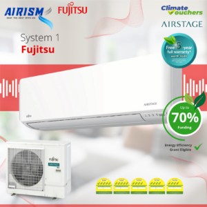 Fujitsu System 1 R32 Inverter Aircon 4 Ticks / 5 Ticks Climate Voucher & EEG Grant - (Supply Only)