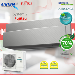 Fujitsu System 2 Designer Series R32 Inverter Aircon (5 Ticks) Climate Voucher & EEG Grant - Supply Only