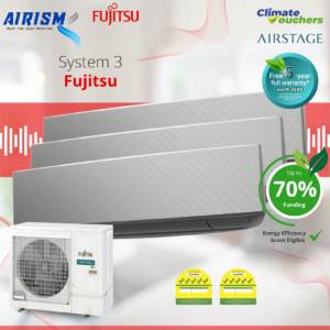 Fujitsu System 3 Designer Series R32 Inverter Aircon (5 Ticks) Climate Voucher & EEG Grant - Supply Only