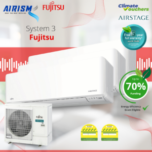 Fujitsu System 3 R32 Inverter Aircon (5 Ticks) Climate Voucher & EEG Grant - Supply Only