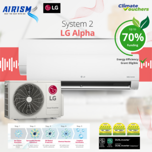 LG System 2 (New Alpha + Wifi) R32 Inverter Aircon (5 Ticks) Climate Voucher & EEG Grant - Supply Only