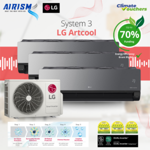 LG System 3 (New Artcool + Wifi & Ionizer) R32 Inverter Aircon (5 Ticks) Climate Voucher & EEG Grant - Supply Only