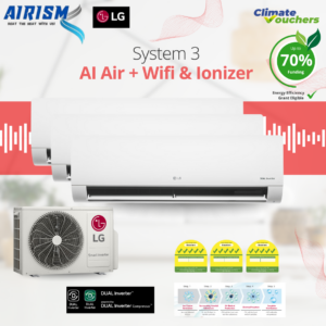 LG System 3 (AI Air + Wifi & Ionizer) R32 Inverter Aircon (5 Ticks) Climate Voucher & EEG Grant - Supply Only