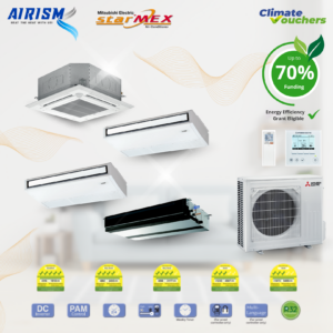 Mitsubishi Electric Aircon R32 Mr Slim Inverter Cassette / Ducted / Suspended Climate Voucher & EEG Grant  Supply Only